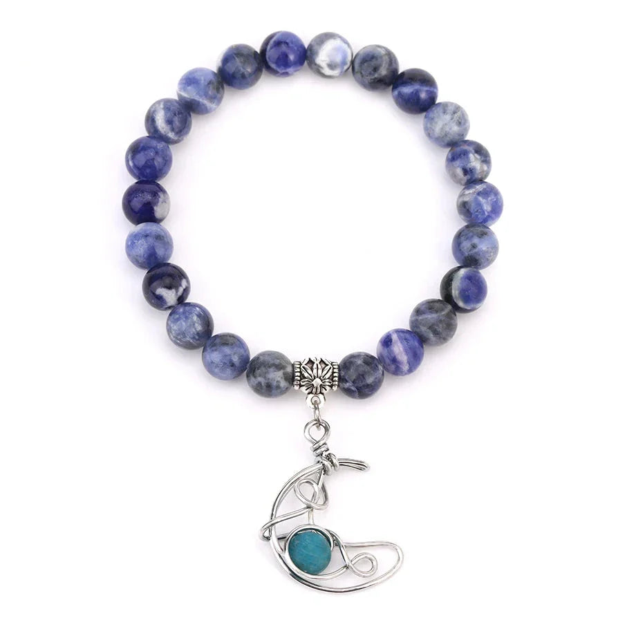 Crescent Moon Stone Bead Bracelets