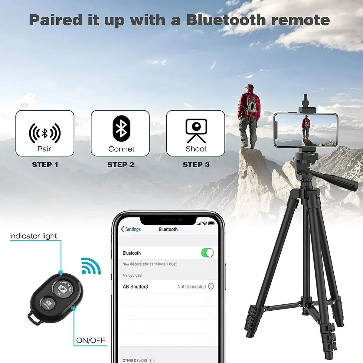 Phone Tripod For Video Recording With Bluetooth Remote