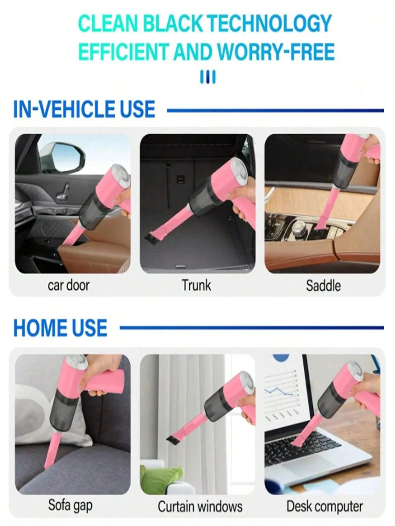 3 In 1 Integrated Suction And Blowing Vacuum Cleaner USB Charging Small Car Household Vacuum Cleaner