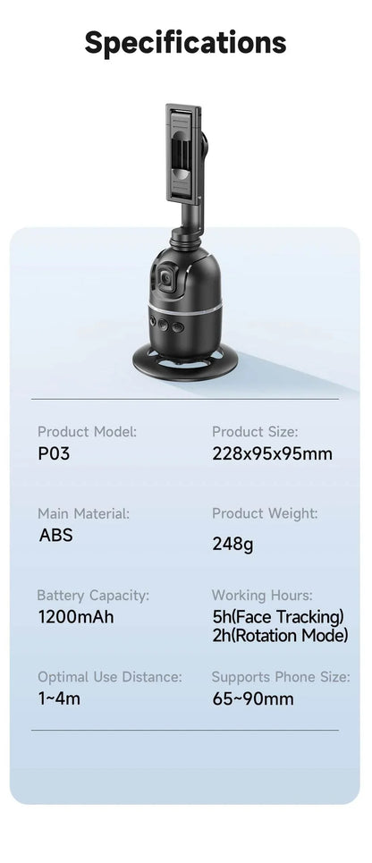 Selfieshow P03 Gimbal Stabilizer with 360 Rotation Tracking