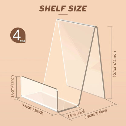 4pCS Acrylic Book Stand Book Holder For Display Clear Easel Stand For Display Transparent Holder For Postcard Sticker Decoration