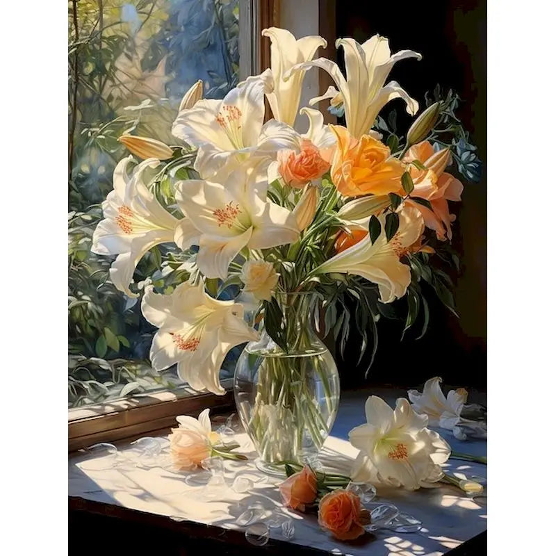 GATYZTORY DIY Crafts Painting By Numbers Flower Kit On Canvas Picture By Numbers Oil Painting For Living Room Wall Art Home Deco