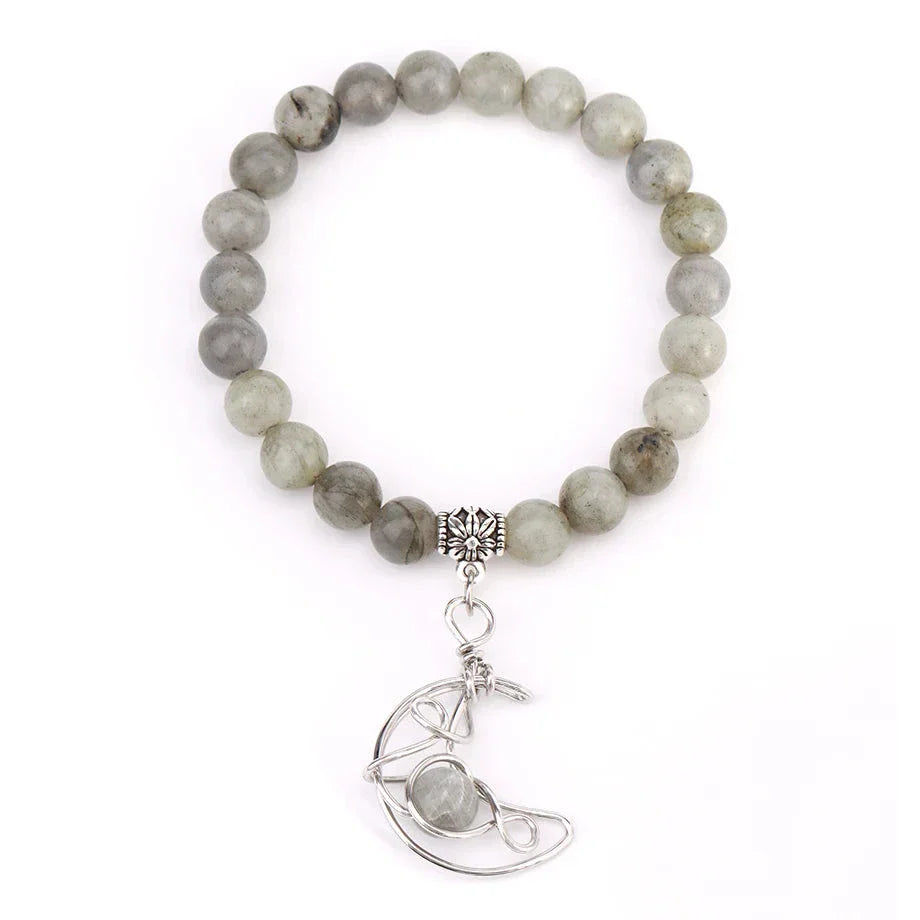 Crescent Moon Stone Bead Bracelets