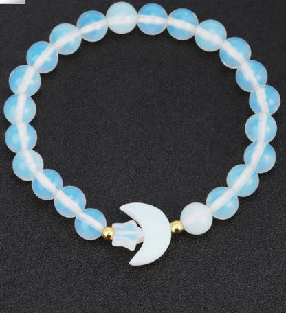 Crescent Moon Stone Bead Bracelets