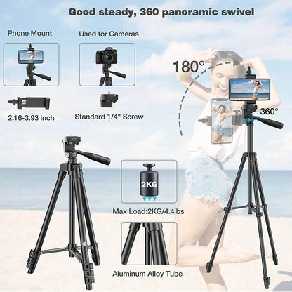 Phone Tripod For Video Recording With Bluetooth Remote