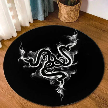 Razer Round Rugs Carpet Game Rome Gamer Gift Door Floor Mat Playroom Upholstery Living Room Bedroom Fashion Gaming Rug Decor