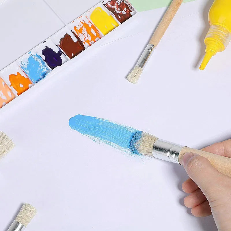 Stencil Paint Brushes Set, Bristle Hair Wooden Handle Perfect ForDIY Crafts Watercolor, Oil, and Acrylic Painting  Art Supplies