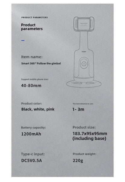 Smart AI Face Recognition 360° Mobile Phone Camera Mount