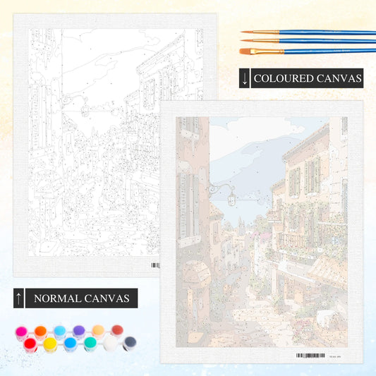 GATYZTORY  40x40cm Oil Painting By Number City Landscape Drawing On Canvas Diy Coloring By Number Kit Home Decor