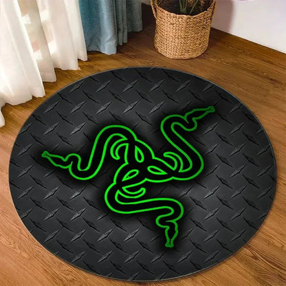 Razer Round Rugs Carpet Game Rome Gamer Gift Door Floor Mat Playroom Upholstery Living Room Bedroom Fashion Gaming Rug Decor