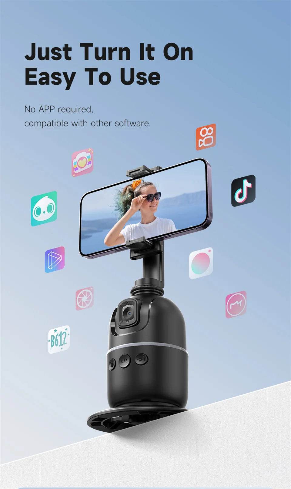Roreta 2024 AI Smart Gimbal With 360° Face Tracking Stabilizer