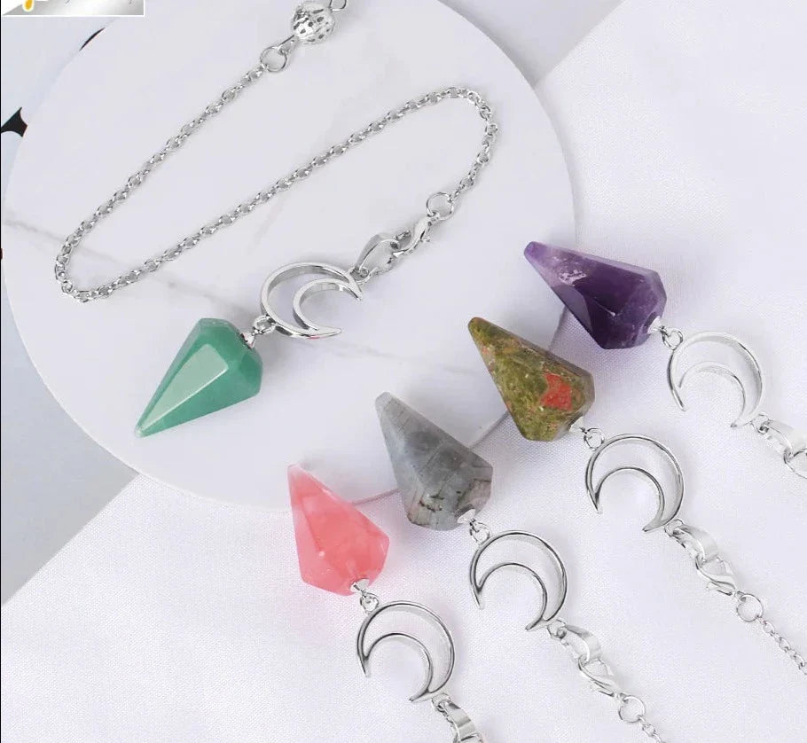 Crystal Crescent Moon Pendulums