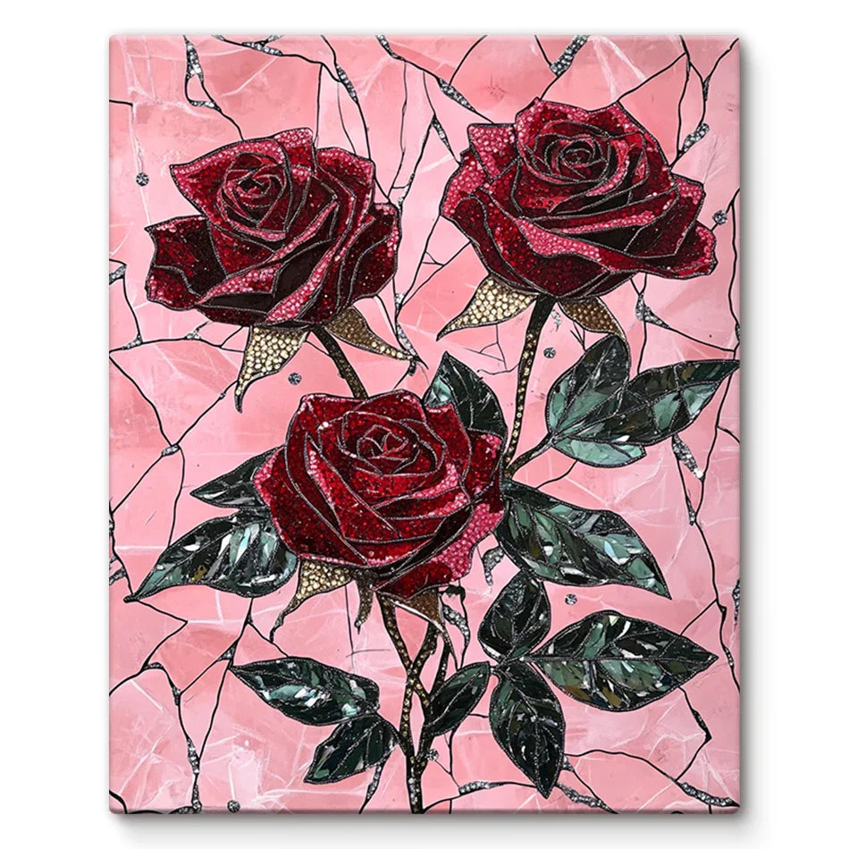 SDOYUNO-Painting By Number Adults Flowers,Rose Simple Oil Painting,Paint Kit,Handpainted,Arts Crafts,Personalized Gift,Wall Art