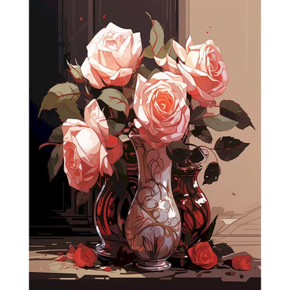 SDOYUNO-Painting By Number Adults Flowers,Rose Simple Oil Painting,Paint Kit,Handpainted,Arts Crafts,Personalized Gift,Wall Art