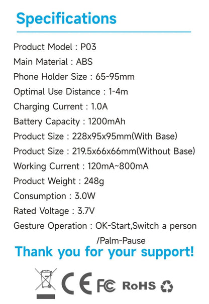 Roreta 2024 AI Smart Gimbal With 360° Face Tracking Stabilizer