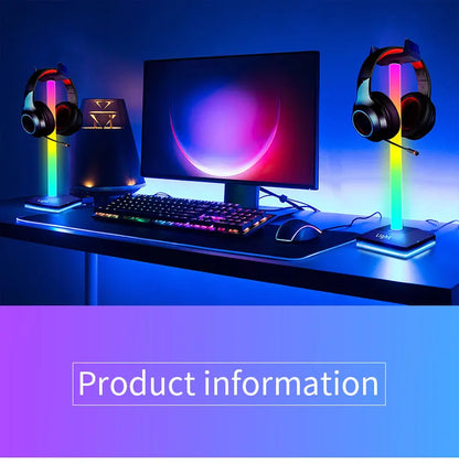 USB LED Lights Gaming Headset Stand RGBIC Lights Gaming Headset Stand Decoration Gaming For Gaming Room Accessories New