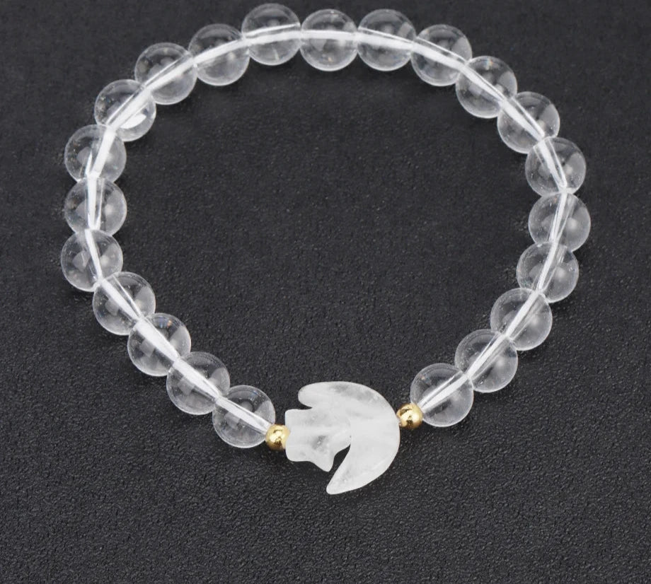 Crescent Moon Stone Bead Bracelets