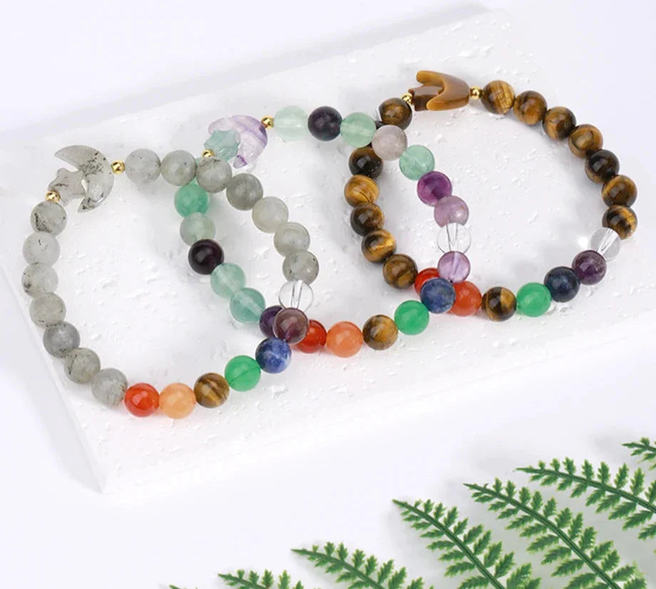 Crescent Moon Stone Bead Bracelets