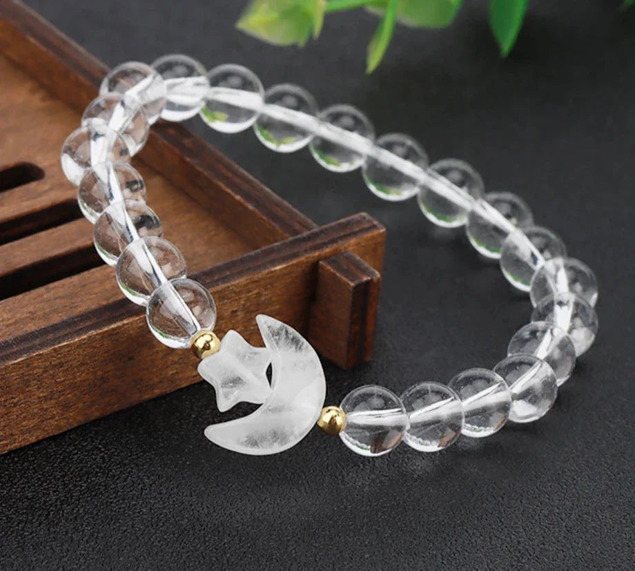 Crescent Moon Stone Bead Bracelets