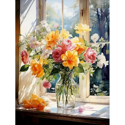 GATYZTORY DIY Crafts Painting By Numbers Flower Kit On Canvas Picture By Numbers Oil Painting For Living Room Wall Art Home Deco