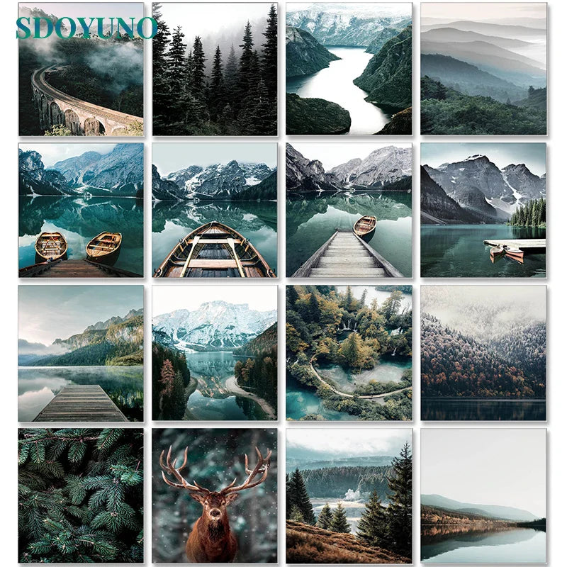 SDOYUNO 60x75cm Paint By Numbers Scenery DIY Set of Acrylic Paint For Painting By Numbers On Canvas Landscape Home Decor