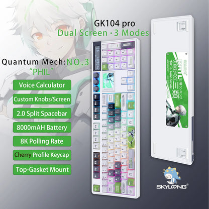 Wireless Mechanical Keyboard with 3.0 Screen 3 Knobs Hot-Swappable Silent Switch PBT keycaps