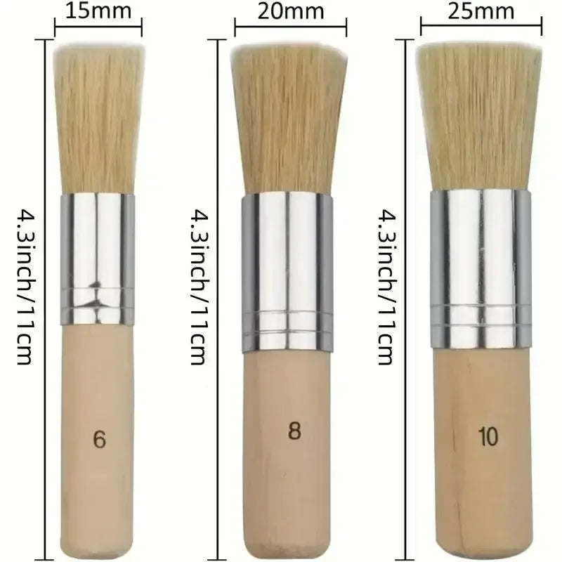 Stencil Paint Brushes Set, Bristle Hair Wooden Handle Perfect ForDIY Crafts Watercolor, Oil, and Acrylic Painting  Art Supplies