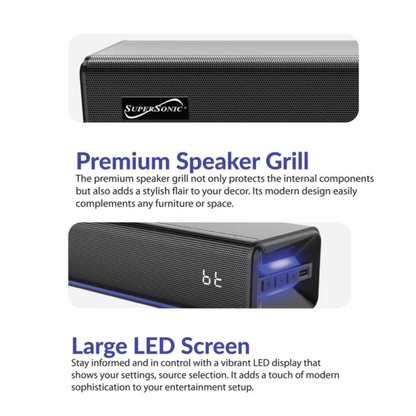 Supersonic 31.5-Inch 60W Bluetooth Soundbar