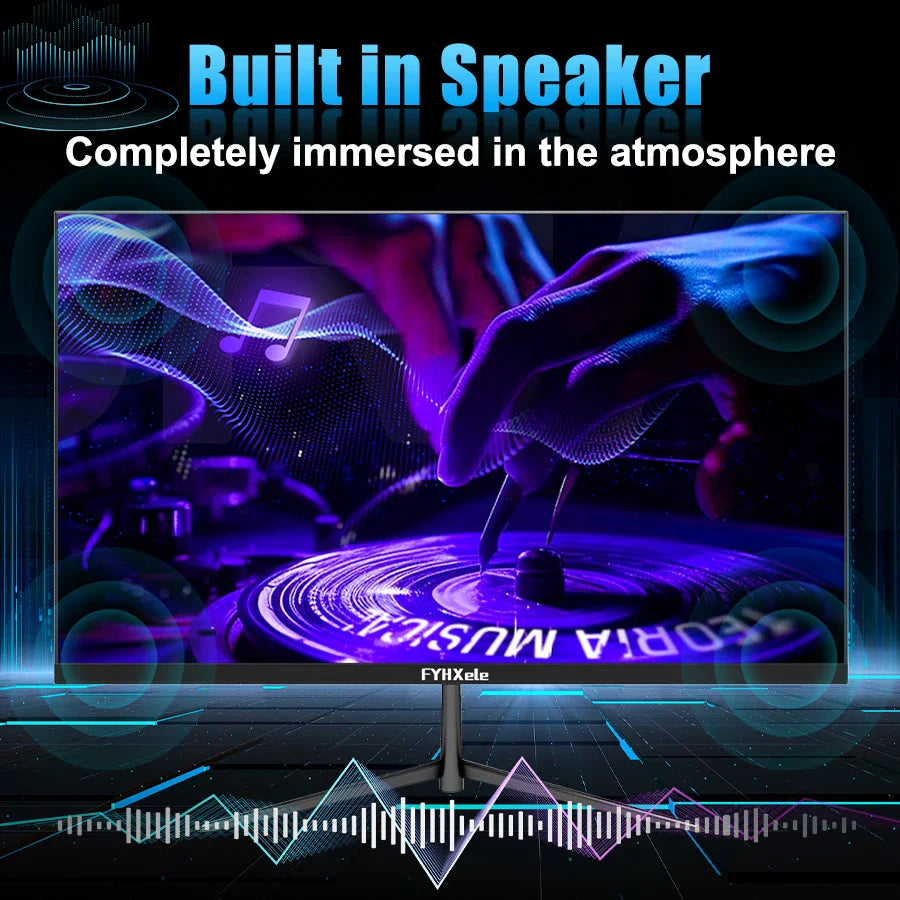 FYHXele 24Inch 100Hz Gaming Monitor 1080P Desktop Display 2ms Response Time Eye Care Screen LCD Support HDR G-Sync VESA