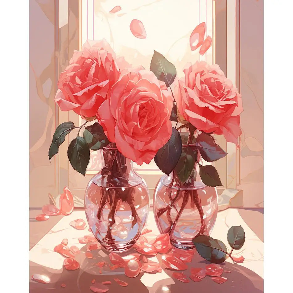 SDOYUNO-Painting By Number Adults Flowers,Rose Simple Oil Painting,Paint Kit,Handpainted,Arts Crafts,Personalized Gift,Wall Art