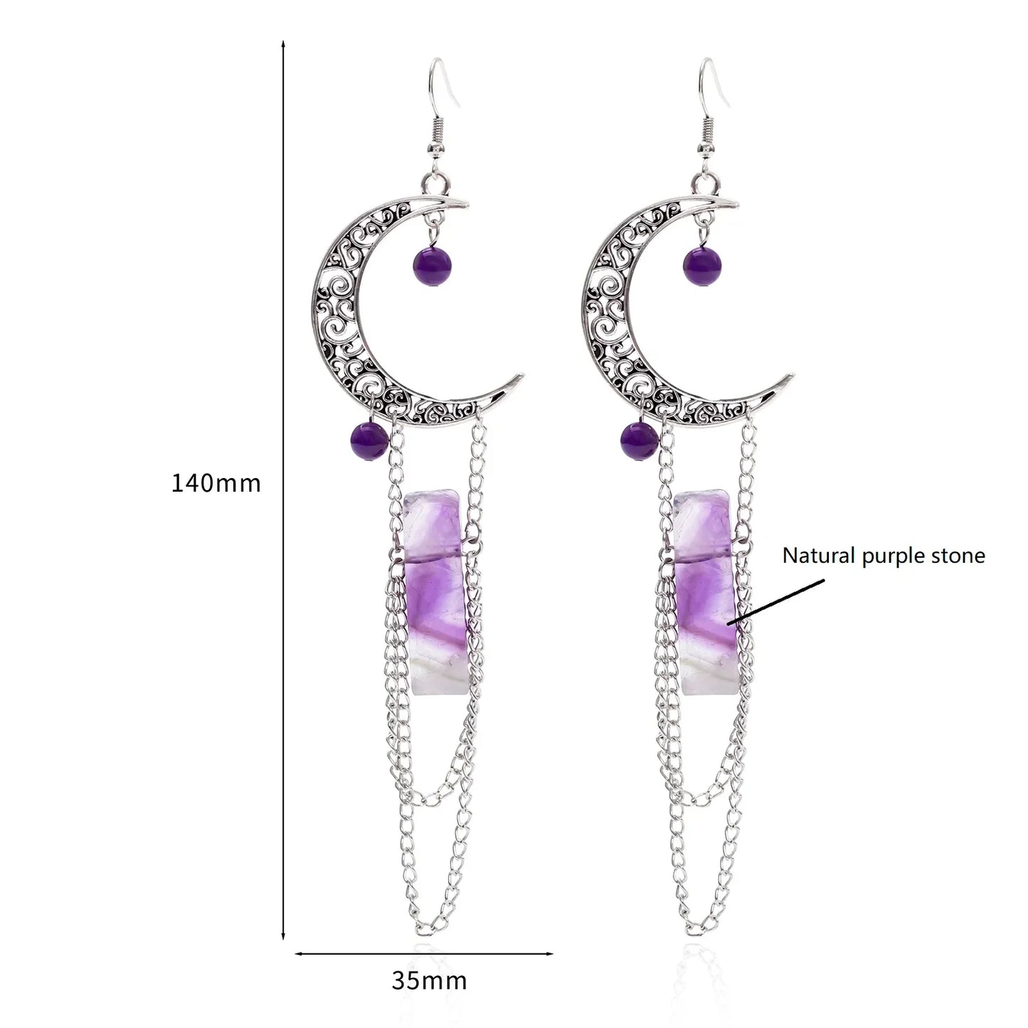 Amethyst Crescent Moon Earrings