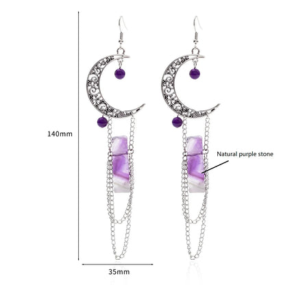 Amethyst Crescent Moon Earrings