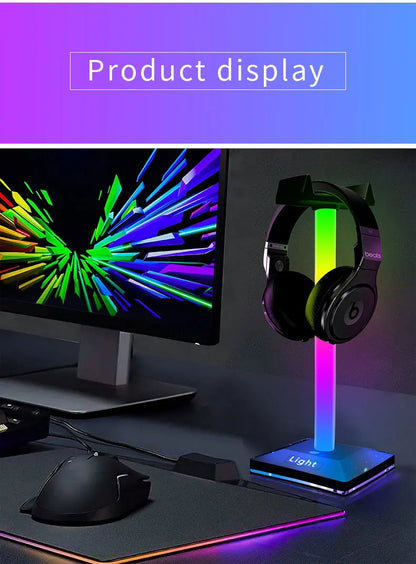 USB LED Lights Gaming Headset Stand RGBIC Lights Gaming Headset Stand Decoration Gaming For Gaming Room Accessories New