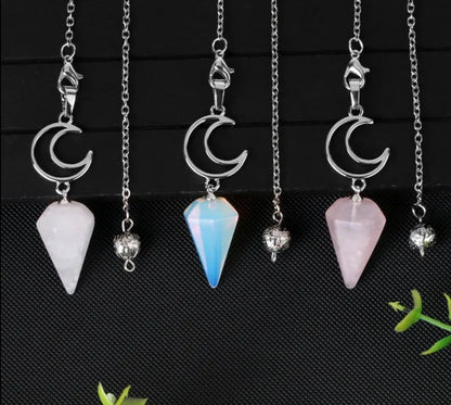 Crystal Crescent Moon Pendulums