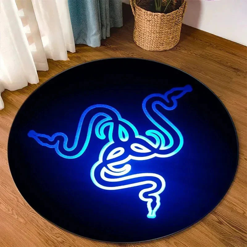 Razer Round Rugs Carpet Game Rome Gamer Gift Door Floor Mat Playroom Upholstery Living Room Bedroom Fashion Gaming Rug Decor