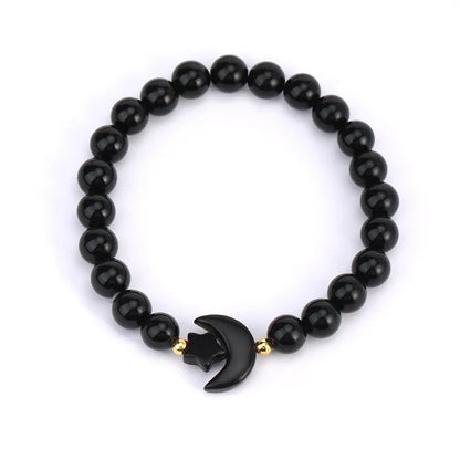Crescent Moon Stone Bead Bracelets
