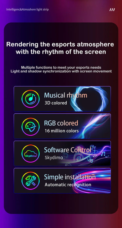 Smart Gaming LED Strip Lights Computer Sync Light Strip Monitor RGB Screen LED Backlight For Gaming Room Atmosphere Decor
