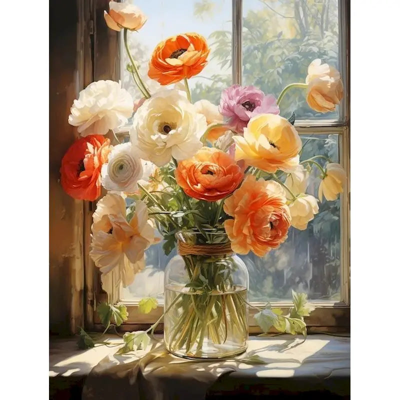 GATYZTORY DIY Crafts Painting By Numbers Flower Kit On Canvas Picture By Numbers Oil Painting For Living Room Wall Art Home Deco