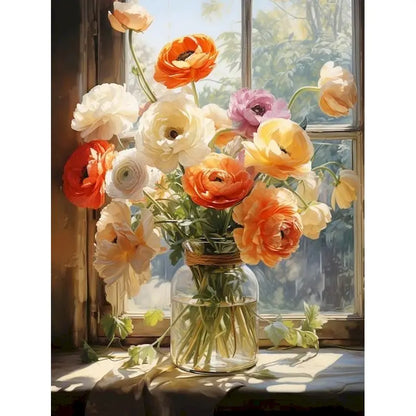 GATYZTORY DIY Crafts Painting By Numbers Flower Kit On Canvas Picture By Numbers Oil Painting For Living Room Wall Art Home Deco