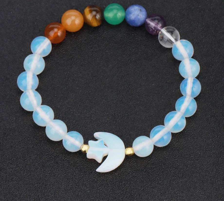 Crescent Moon Stone Bead Bracelets
