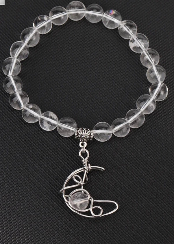 Crescent Moon Stone Bead Bracelets