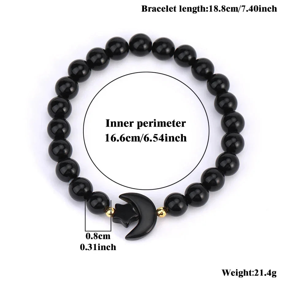 Crescent Moon Stone Bead Bracelets