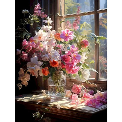 GATYZTORY DIY Crafts Painting By Numbers Flower Kit On Canvas Picture By Numbers Oil Painting For Living Room Wall Art Home Deco