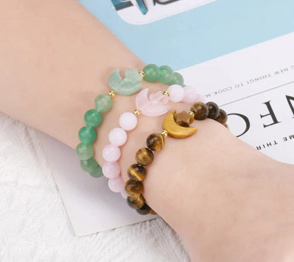 Crescent Moon Stone Bead Bracelets