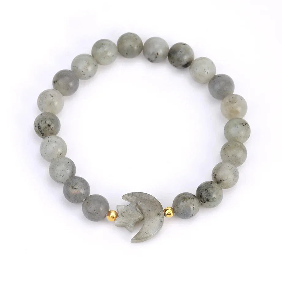 Crescent Moon Stone Bead Bracelets
