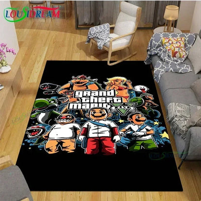 Video Game Rug Retro CD Rug Popular Game Rug Gamer Room Decor Gamer Gift DVD Rug for Teen Room Birthday Gift Non Slip Washable