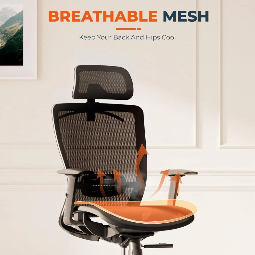 Ergochair Pro Ergonomic Office Chair, Swivel Computer Chair, Home Office Desk Chairs， with Lumbar Support/2D Headrest/300Lbs Hea