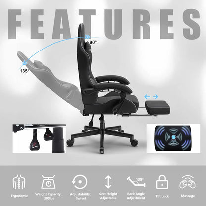 Ergonomic Dowinx Gaming Chair with Footrest