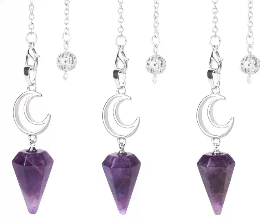 Crystal Crescent Moon Pendulums