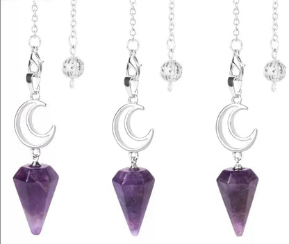 Crystal Crescent Moon Pendulums